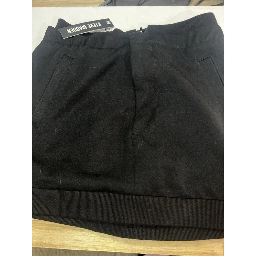 Steve‎ Madden Dua Skirt Women 2 Black Skort Mini Pockets Casual Ribbed Hem